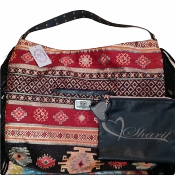Original Sharif purse tote bag leather fringes NWT - Picture 1 of 16